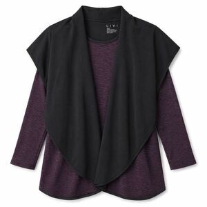 LIVI Scuba Jacket Open Front Drape Plus 26/28 Purple Casual Chic